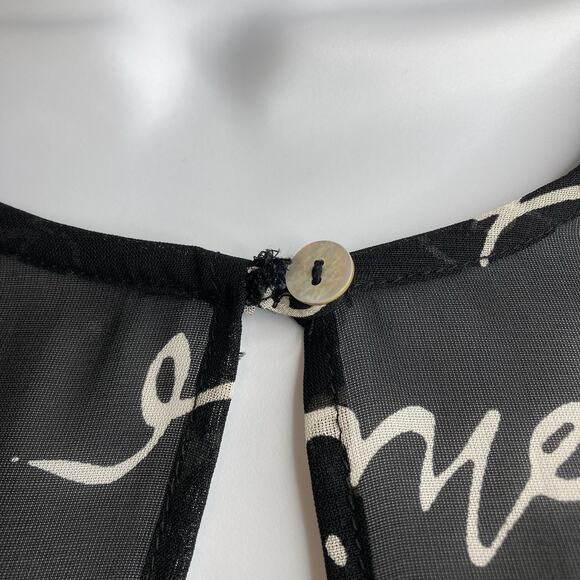 Coldwater Creek Women's Black Sheer Scribble Print Cardigan Size 1X Flowy Boho - Picture 8 of 11